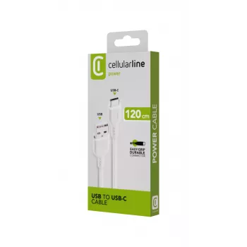 Καλώδιο τροφοδοσίας Cellularline 120 cm USB-C USB-A αρσενικό βύσμα λευκό