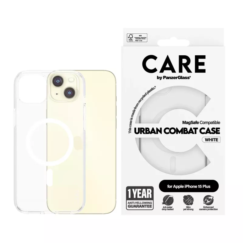 PanzerGlass CARE™ by ® θήκη Urban Combat διαφανές με λευκό MagSafe iPhone 15 Plus