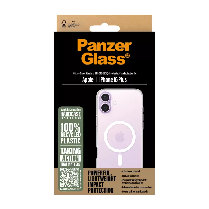 Θήκη PanzerGlass HardCase διαφανές με λευκό MagSafe iPhone 16 Plus