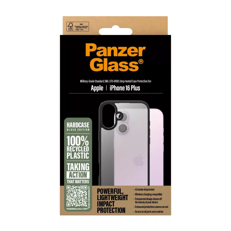 Θήκη PanzerGlass HardCase μαύρο iPhone '24 6,7 ίντσες διαφανές