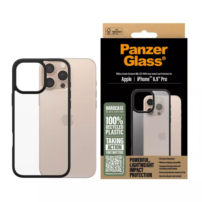 PanzerGlass® HardCase διαφανές με μαύρο πλαίσιο iPhone 16 Pro Max