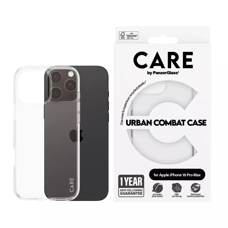 CARE by PanzerGlass Flagship Case 1356 θήκη για iPhone 16 Pro Max 6,9", Urban Combat, διαφανής