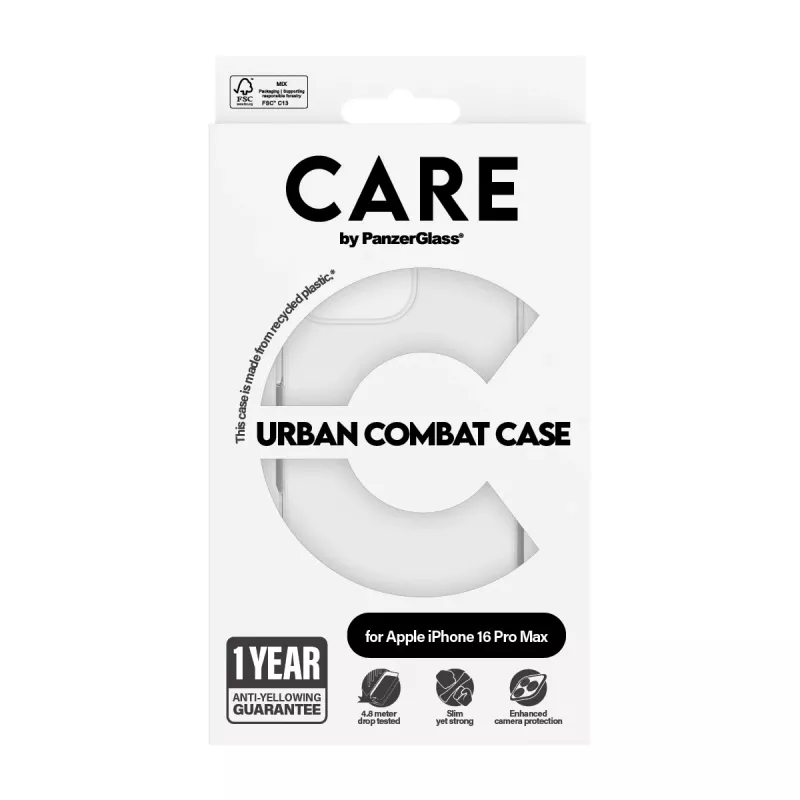 CARE by PanzerGlass Flagship Case 1356 θήκη για iPhone 16 Pro Max 6,9", Urban Combat, διαφανής