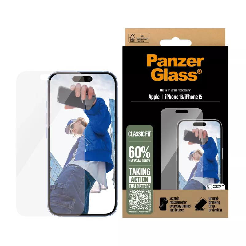 PanzerGlass® προστασία οθόνης iPhone 16 | 15 | Classic Fit