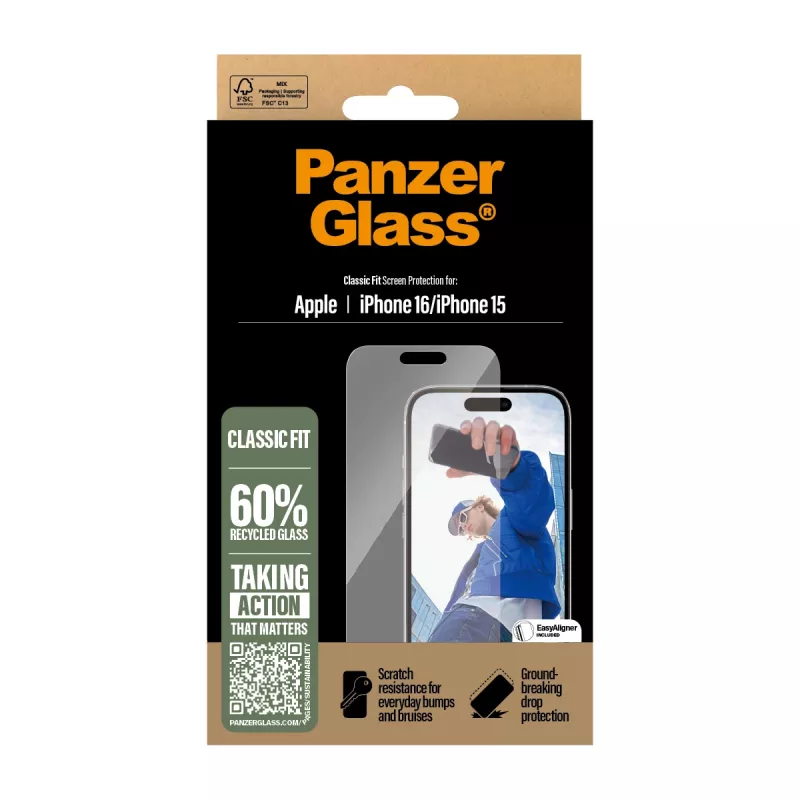 PanzerGlass® προστασία οθόνης iPhone 16 | 15 | Classic Fit