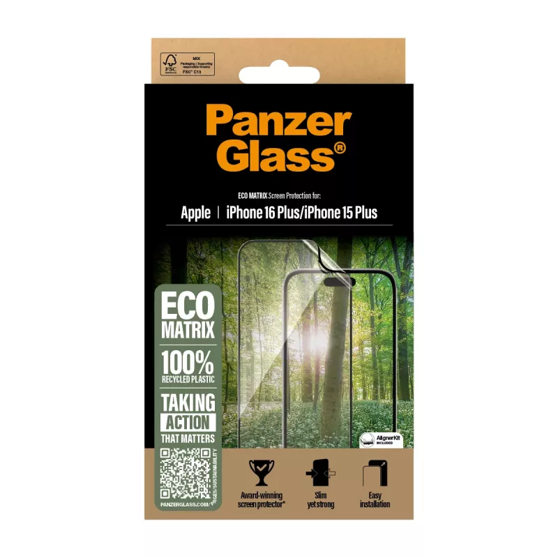 PanzerGlass ® ECO MATRIX προστασία οθόνης iPhone 16 Plus | 15 Plus | Ultra-Wide Fit