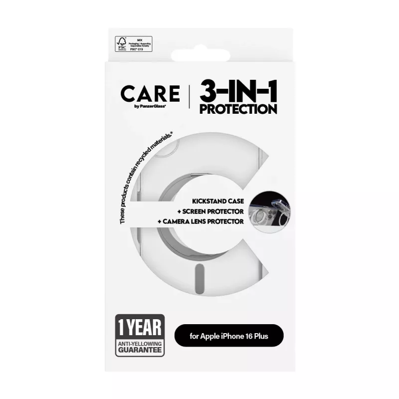 PanzerGlass CARE by ® Feature 3-in-1 κεραμικό πακέτο iPhone 16 Plus