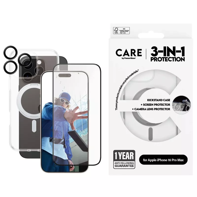 PanzerGlass CARE by ® Feature 3-in-1 κεραμικό πακέτο iPhone 16 Pro Max