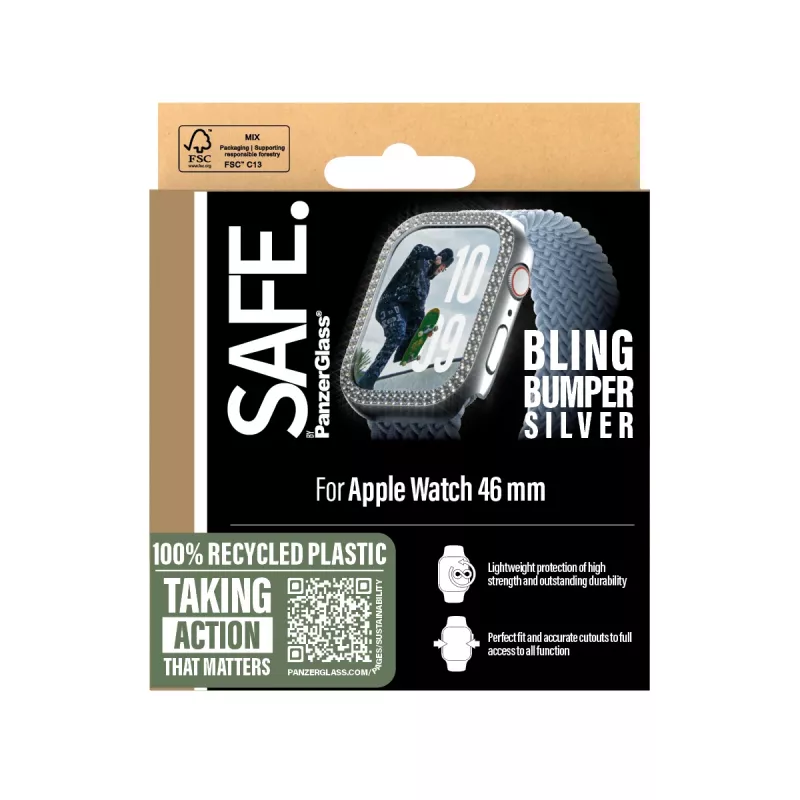 PanzerGlass SAFE. by ® Bling Bumper ασημί Apple Watch Series 10 46mm διαφανές