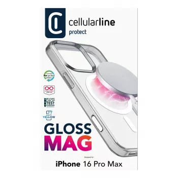 Cellularline Gloss Mag - Μαγνητική θήκη για iPhone 16 Pro Max για φόρτιση και στερέωση σε φορτιστή MagSafe