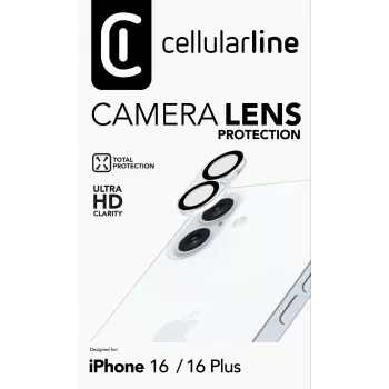 Cellularline Φακός κάμερας - iPhone 16 Προστασία Διαφανής Ανθεκτικός σε γρατσουνιές και κρούσεις