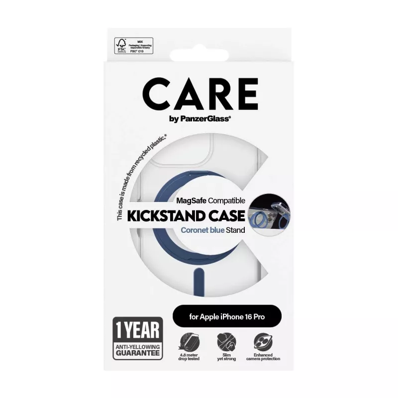 PanzerGlass CARE Feature Case 1317 θήκη για iPhone 16 Pro, με βάση στήριξης και MagSafe, διάφανη μπλε