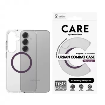 PanzerGlass CARE Urban Combat διαφανής θήκη Plum μωβ Qi Samsung Galaxy S25+