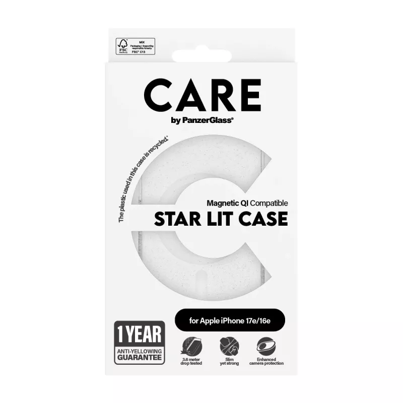 Θήκη PanzerGlass CARE by ® Flagship Case Urban Combat Star Lit Λευκή Qi-συμβατή iPhone 16e