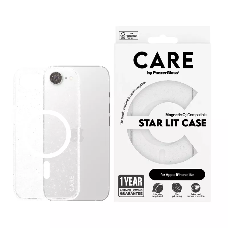 Θήκη PanzerGlass CARE by ® Flagship Case Urban Combat Star Lit Λευκή Qi-συμβατή iPhone 16e