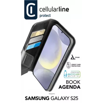 Θήκη Folio Cellularline Galaxy S25 16,1 cm Μαύρο 3 θήκες καρτών