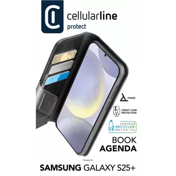 Cellularline Book Agenda – Θήκη βιβλίου από δερματίνη με μαγνητικό κλείσιμο για Galaxy S25+