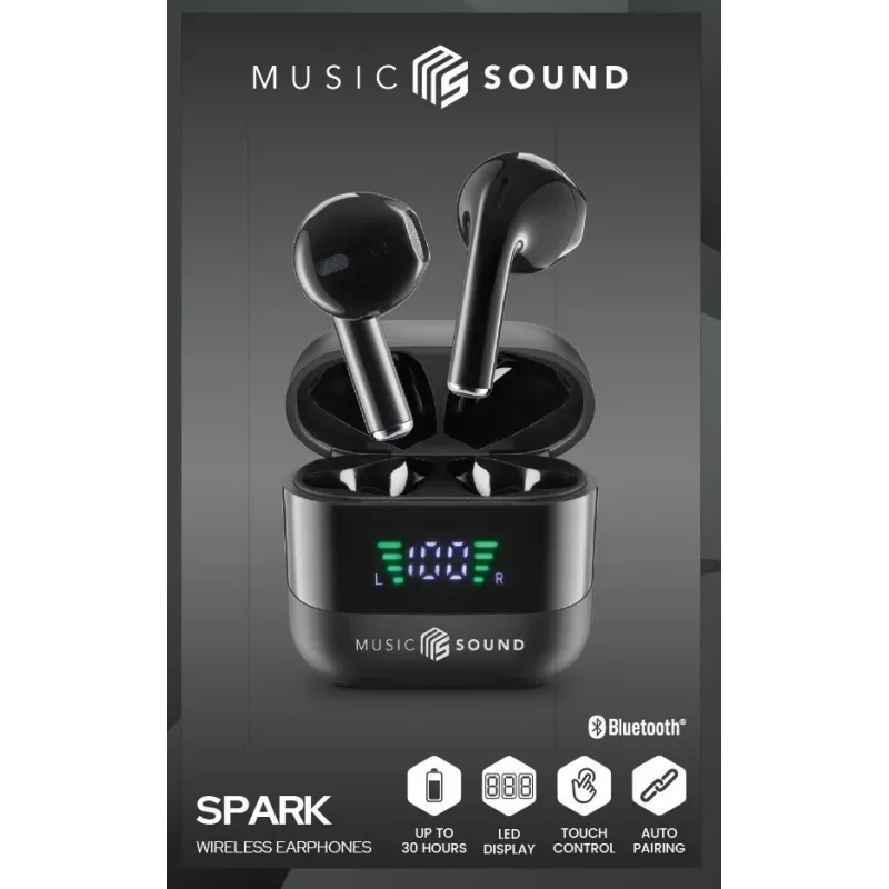 Music Sound SPARK Ακουστικά TWS με οθόνη LED