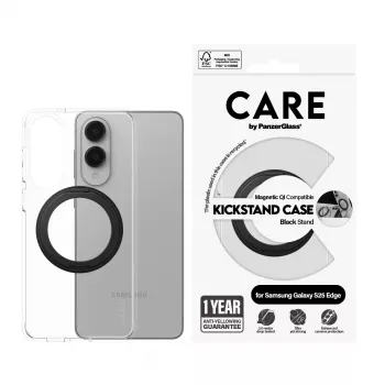 PanzerGlass CARE διαφανής θήκη με μαύρο στήριγμα και Qi Samsung Galaxy S25 Edge