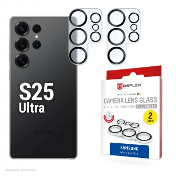 Displex Full Cover Γυαλί φακού κάμερας Samsung Galaxy S25 Ultra, 10H, Πλήρης προστασία κάμερας, Ταχεία τοποθέτηση, συσκευασία 2 τεμ.