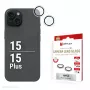 Displex Premium γυαλί φακού κάμερας, iPhone 15/15 Plus, 10H, μεμονωμένοι δακτύλιοι, DLC, διαφανές, Quick Mount