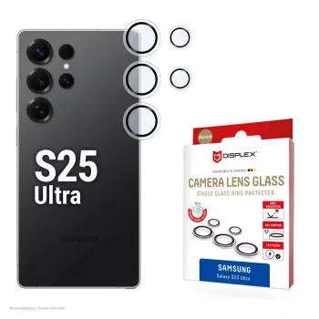Displex Premium γυαλί φακού κάμερας, Samsung Galaxy S25 Ultra, 10H, μεμονωμένοι δακτύλιοι, DLC, διαφανές, γρήγορη τοποθέτηση