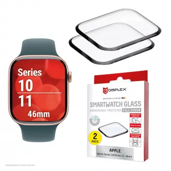 Προστασία οθόνης Displex Unbreakable Full Cover Smart Glass Apple Watch 11/10 46mm Ultra-Λεπτή Χωρίς Πλαίσιο συσκευασία 2 τεμ.