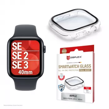 Displex 10H γυαλί Temper για Apple Watch SE3/SE2/SE (40 mm), θήκη ολόκληρου σώματος, IP68, Snap-On, διαφανές