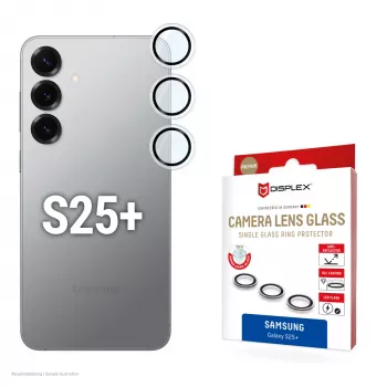 Displex Premium γυαλί φακού κάμερας, Samsung Galaxy S25+, 10H, μεμονωμένοι δακτύλιοι, DLC, διαφανές, Quick Mount