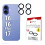 Displex Full Cover Γυαλί φακού κάμερας iPhone 16/16 Plus/17, 10H, πλήρης προστασία κάμερας, Ταχεία τοποθέτηση, συσκευασία 2 τεμ.