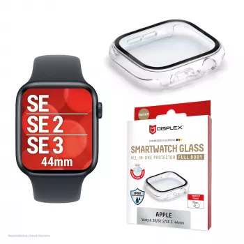 PanzerGlass Displex 10H σκληρυμένο γυαλί θήκη ολόκληρου σώματος για Apple Watch SE/SE2/SE3 44mm, IP68, Snap-On, διαφανές