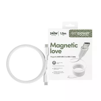 PanzerGlass empower™ by ® μαγνητικό καλώδιο USB-C σε USB-C 240W | USB 2.0 | 1,5 m | Silver White