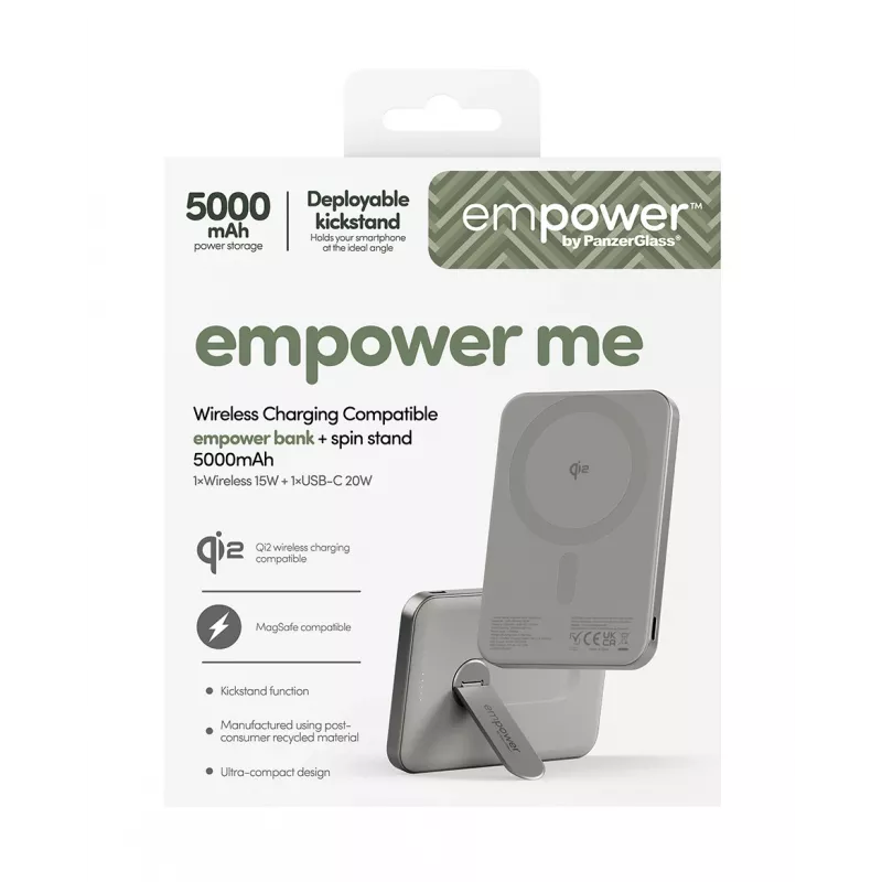 Powerbank PanzerGlass empower by empower Bank με Spin Stand 5000mAh Titanium