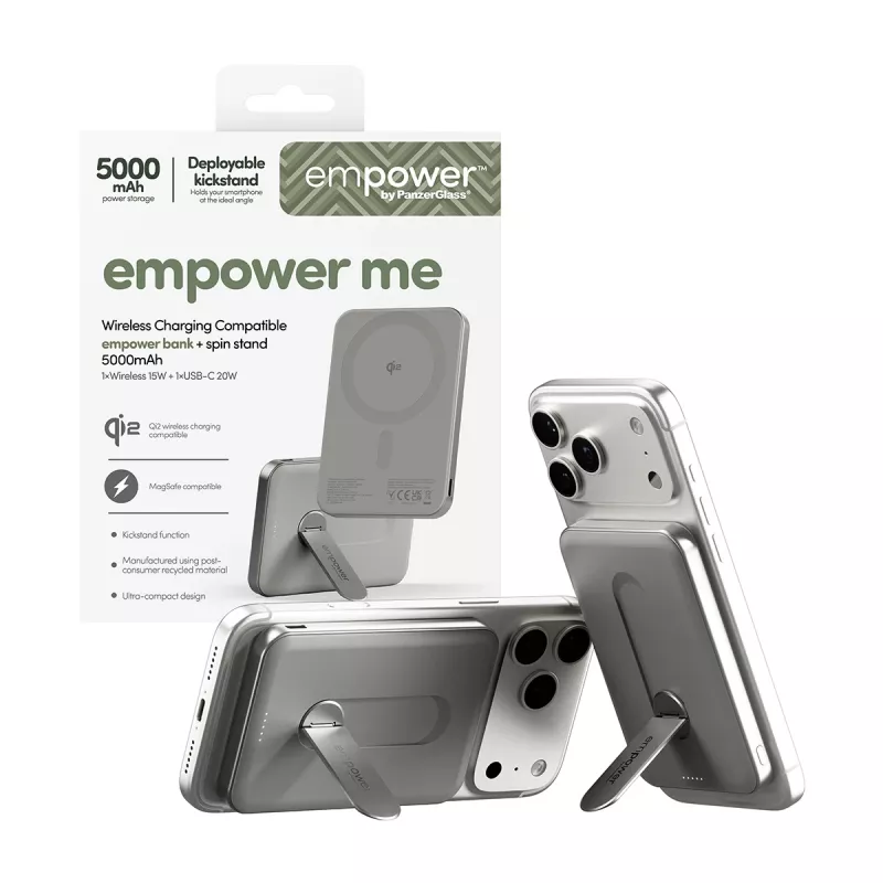 Powerbank PanzerGlass empower by empower Bank με Spin Stand 5000mAh Titanium