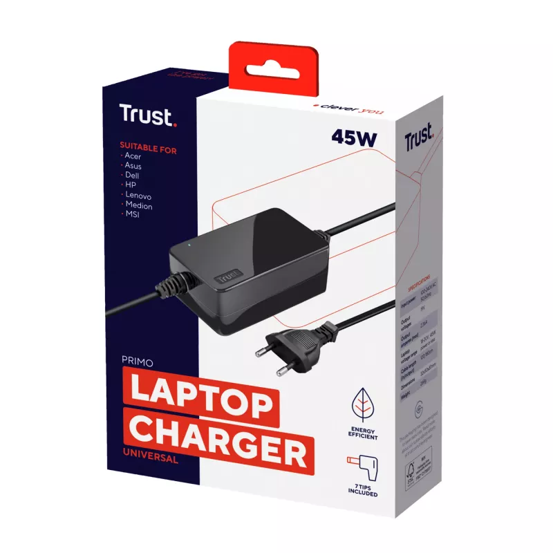 Trust Primo Τροφοδοτικό/inverter Εσωτερικού χώρου 45 W Μαύρο