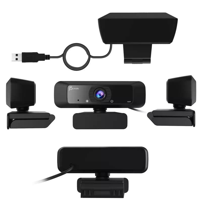j5create JVCU100 USB™ HD Webcam με περιστροφή 360°, ανάλυση εγγραφής βίντεο 1080p, Μαύρο