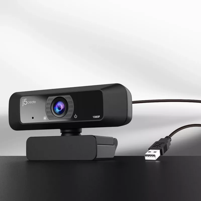 j5create JVCU100 USB™ HD Webcam με περιστροφή 360°, ανάλυση εγγραφής βίντεο 1080p, Μαύρο