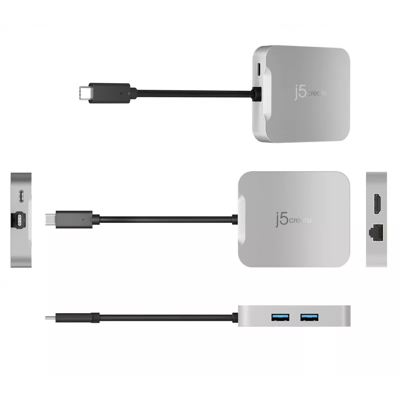 j5create JCD391 4K60 Elite Προσαρμογέας USB-C® PD Multi-Port, Ασημί