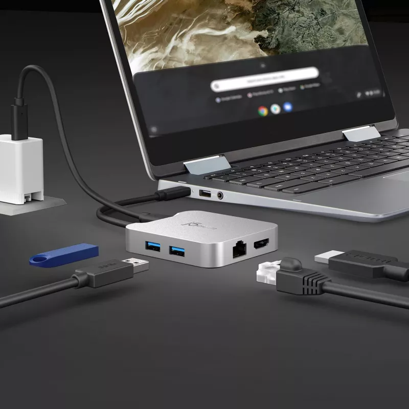 j5create JCD391 4K60 Elite Προσαρμογέας USB-C® PD Multi-Port, Ασημί