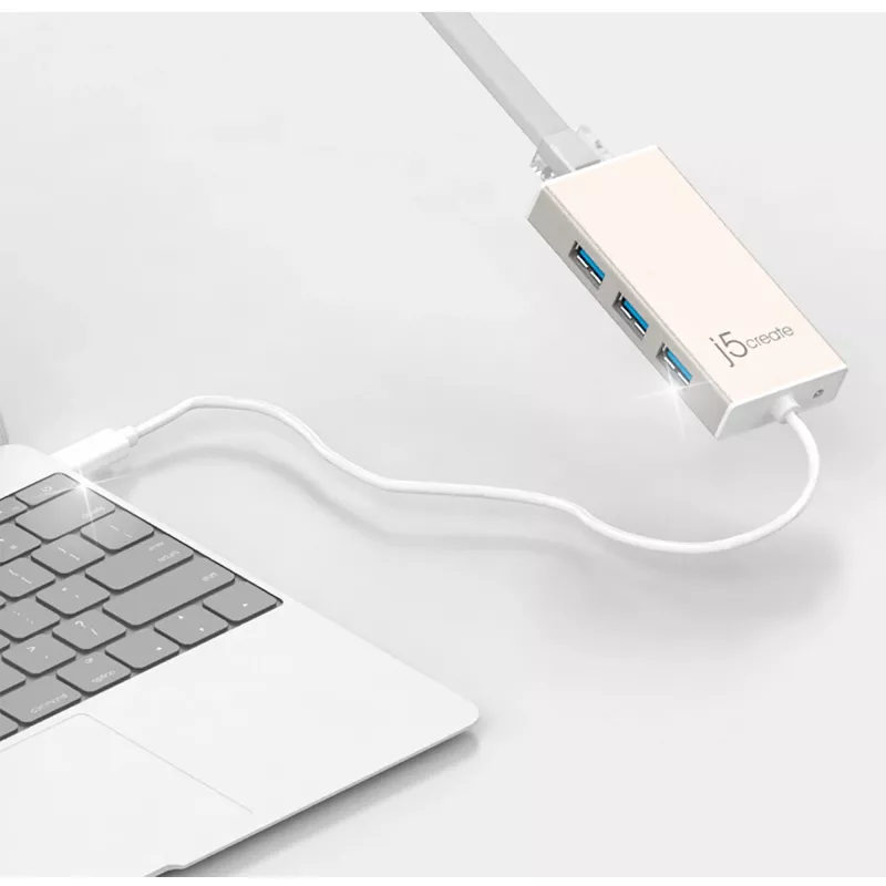 j5create JCH471 USB-C™ Gigabit Ethernet & Hub Multi Προσαρμογέας, Metallic Champagne