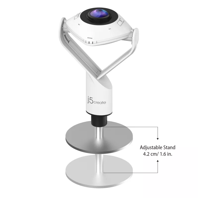 j5create JVCU360 360° Allround Webcam, ανάλυση εγγραφής βίντεο 1080p, Λευκό και Μαύρο