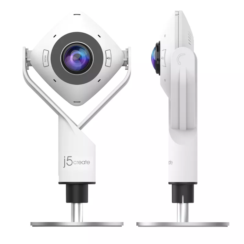 j5create JVCU360 360° Allround Webcam, ανάλυση εγγραφής βίντεο 1080p, Λευκό και Μαύρο