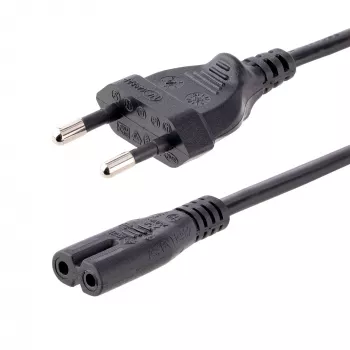 StarTech.com 3 m (10 ft) Καλώδιο τροφοδοσίας laptop, βύσμα EU σε C7, 2,5 A 250 V, 18 AWG, Καλώδιο αντικατάστασης laptop, Καλώδιο τροφοδοσίας εκτυπωτή, Καλώδιο φόρτισης laptop, Καλώδιο τροφοδοτικού laptop, Μαύρο