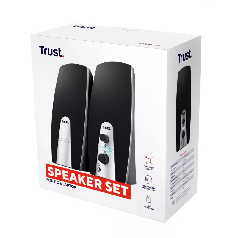 Trust 24660 Σετ ηχείων 5 W PC/Laptop Μαύρο, Μεταλλικό 2.0 κανάλια