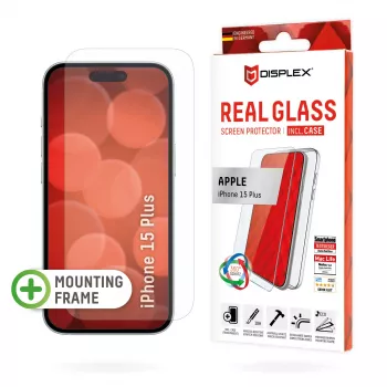 Displex μεμβράνη προστασίας οθόνης + θήκη για Apple iPhone 15 Plus, Eco-Montagerahmen, ανθεκτική στις γρατσουνιές