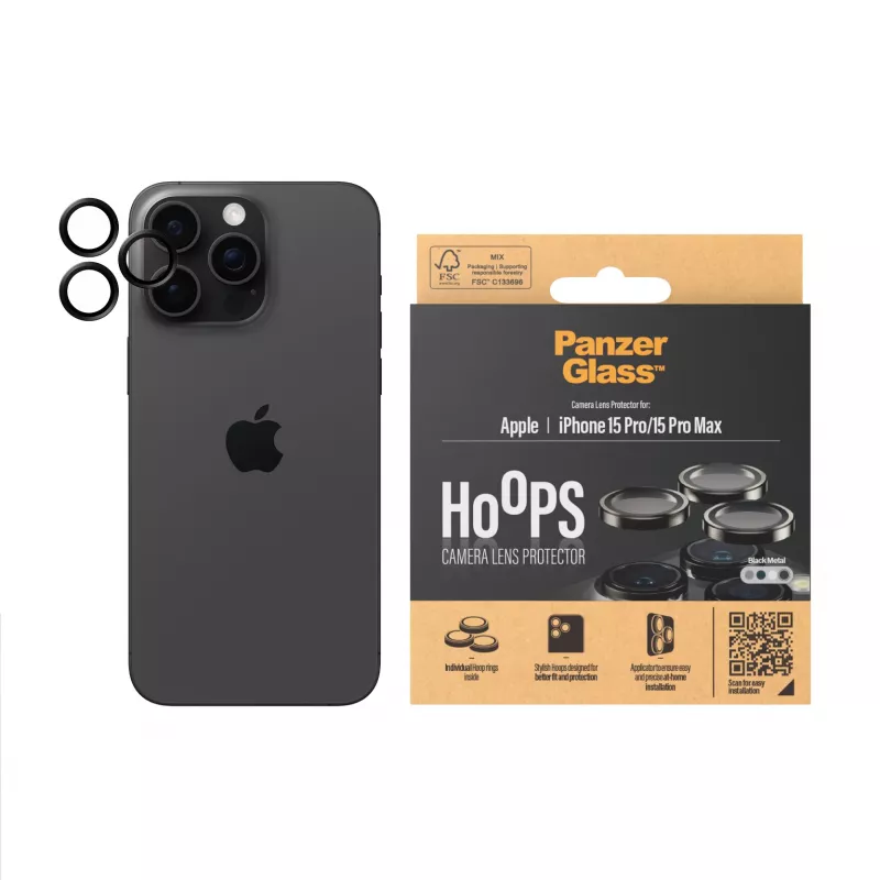 PanzerGlass® Hoops® Metal Camera Lens Protector μαύρο iPhone 15 Pro | 15 Pro Max