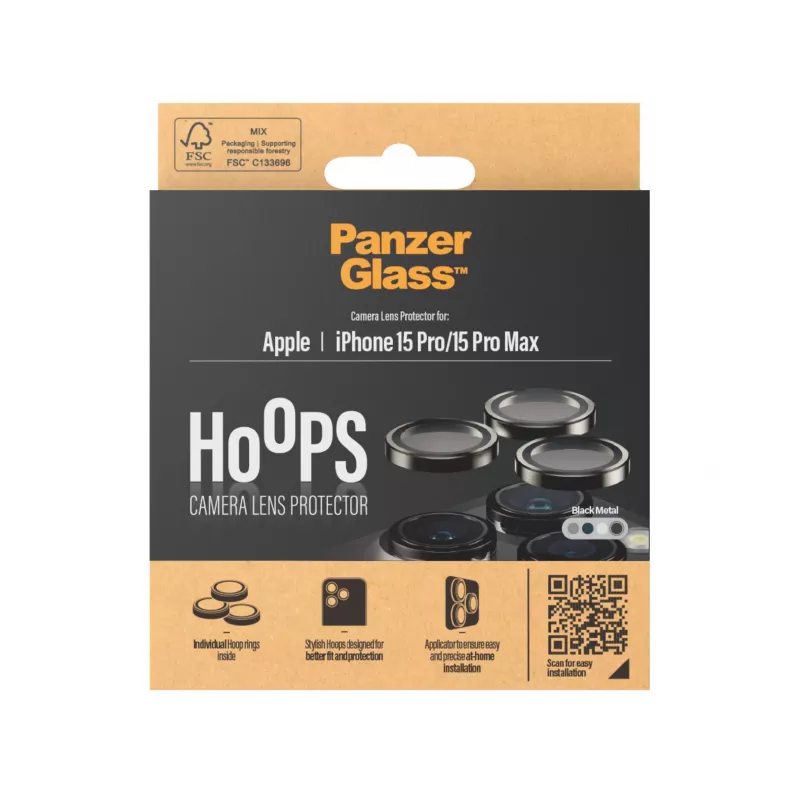 PanzerGlass® Hoops® Metal Camera Lens Protector μαύρο iPhone 15 Pro | 15 Pro Max