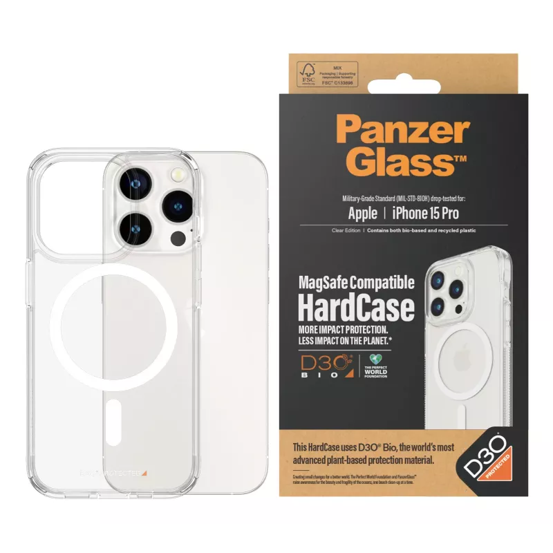 PanzerGlass ® HardCase Διαφανές με White MagSafe & D3O® iPhone 15 Pro