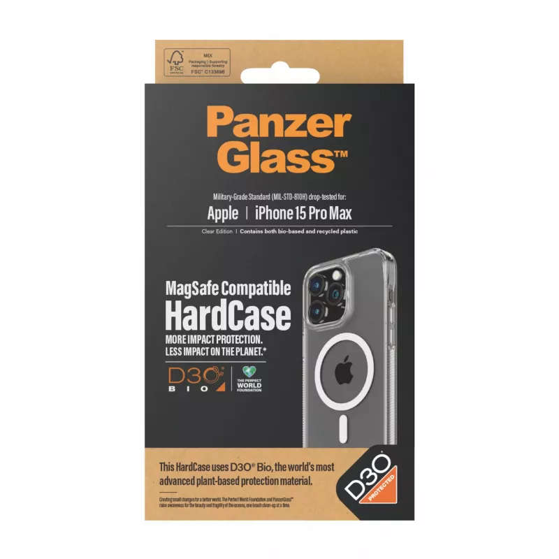 PanzerGlass ® HardCase Διαφανές με White MagSafe & D3O® iPhone 15 Pro Max