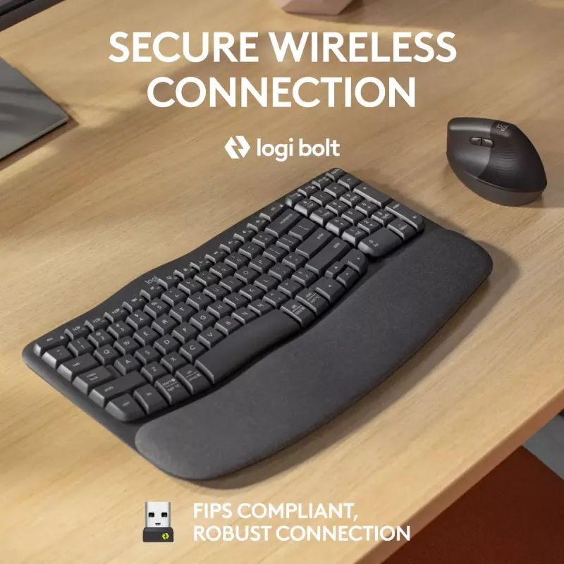 Logitech Wave Keys for Business Εργονομικό πληκτρολόγιο Full-Size Ασύρματο